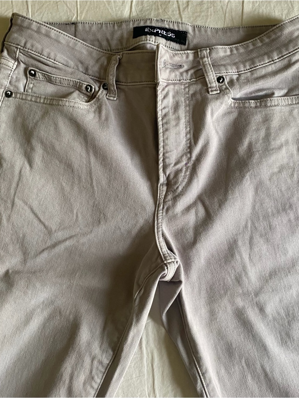 Express Hyper Stretch Slim Jeans in Beige 31x30